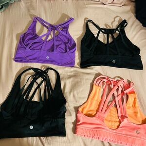 Women's Strappy Sports Bra Set - Black, Purple, Orange lulolemon